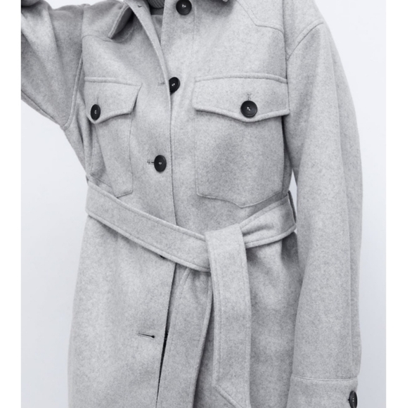 ZARA soft belted overshirt - Picture 7 of 10